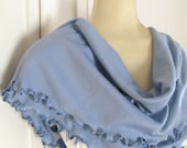 Pastel Blue Hydrangea Royal Blue Edge Ruffled Cowl Infinity Scarf