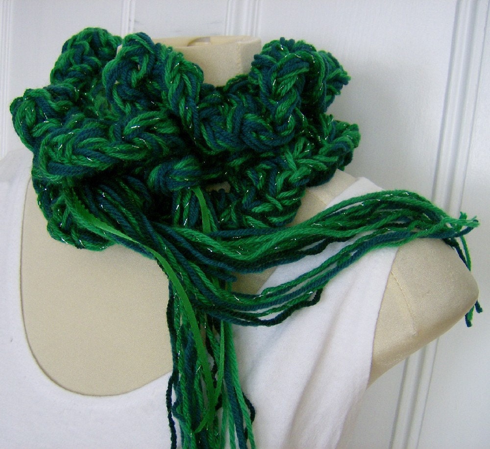 Emerald Kelly Green Ruffled Neck Warmer Scarf