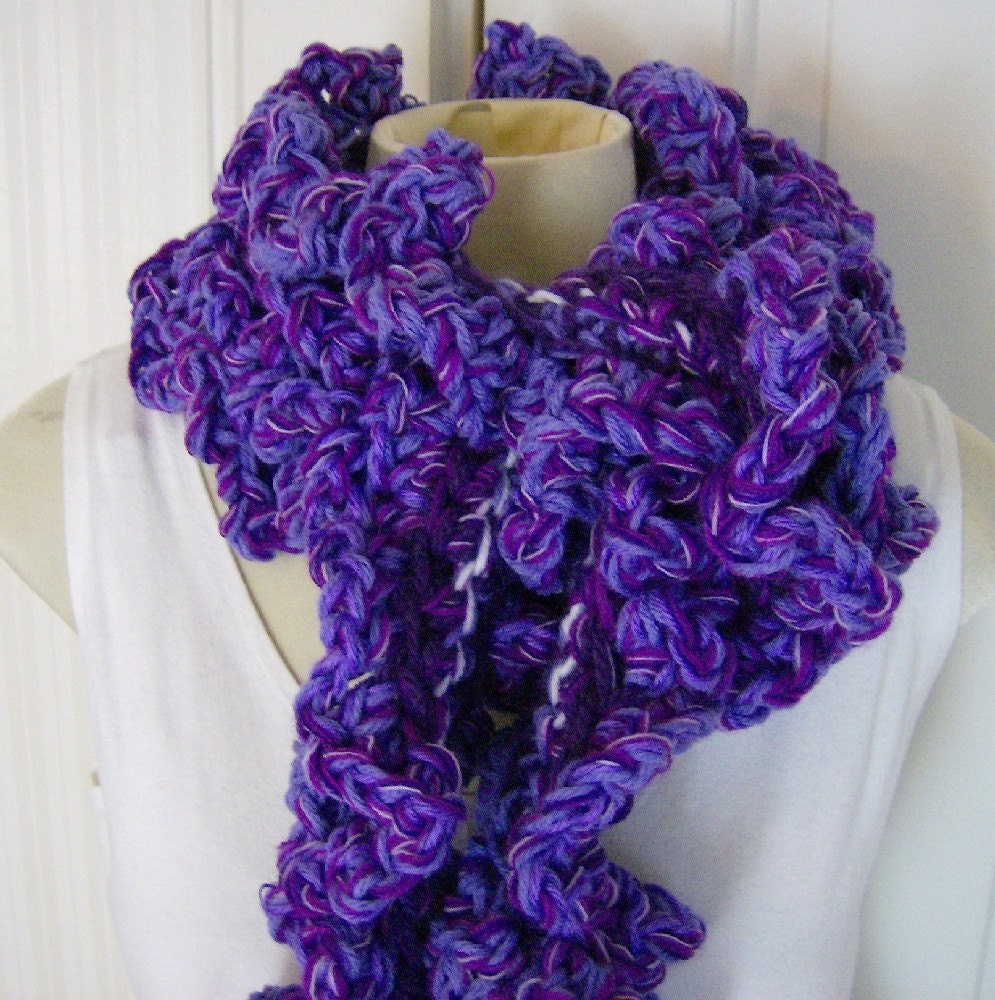 Purple Lavender Lacy Ruffled Boa Long Scarf
