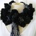 Black and White Fluffy Ruffled Neck Warmer Scarf