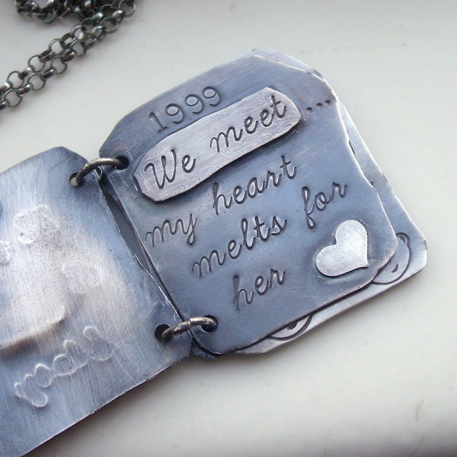 Personalized Book Necklace Sterling Silver - A little love story