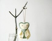 Sage Felt Owl Door Hanger Ornament Decor Plush Bohemian Green Nursery by OrdinaryMommy