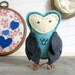 Felt Owl Figurine. Mister Stormy. Blue and Gray with Copper Feet. One of a Kind. by OrdinaryMommy