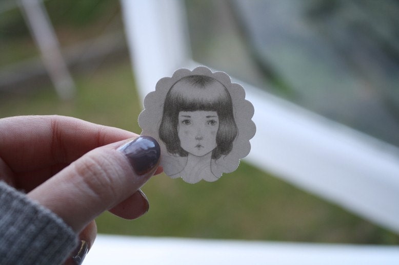 Grey face Stickers - set of 4