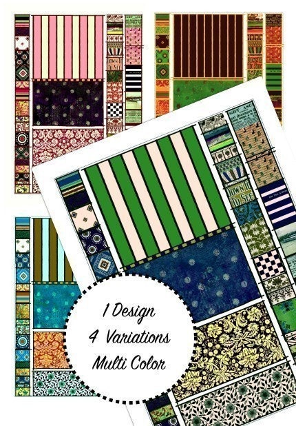 Backgrounds and Borders, 4 Digital Collage Print Sheets no 160