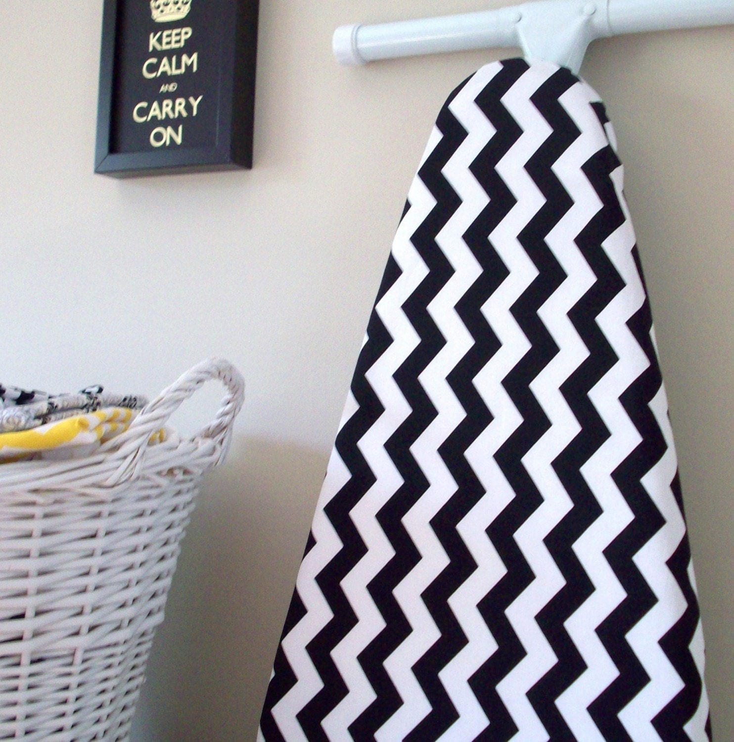 RESERVED for Tara and Kevin - Ironing Board Cover - Black and White Chevron - Riley Blake