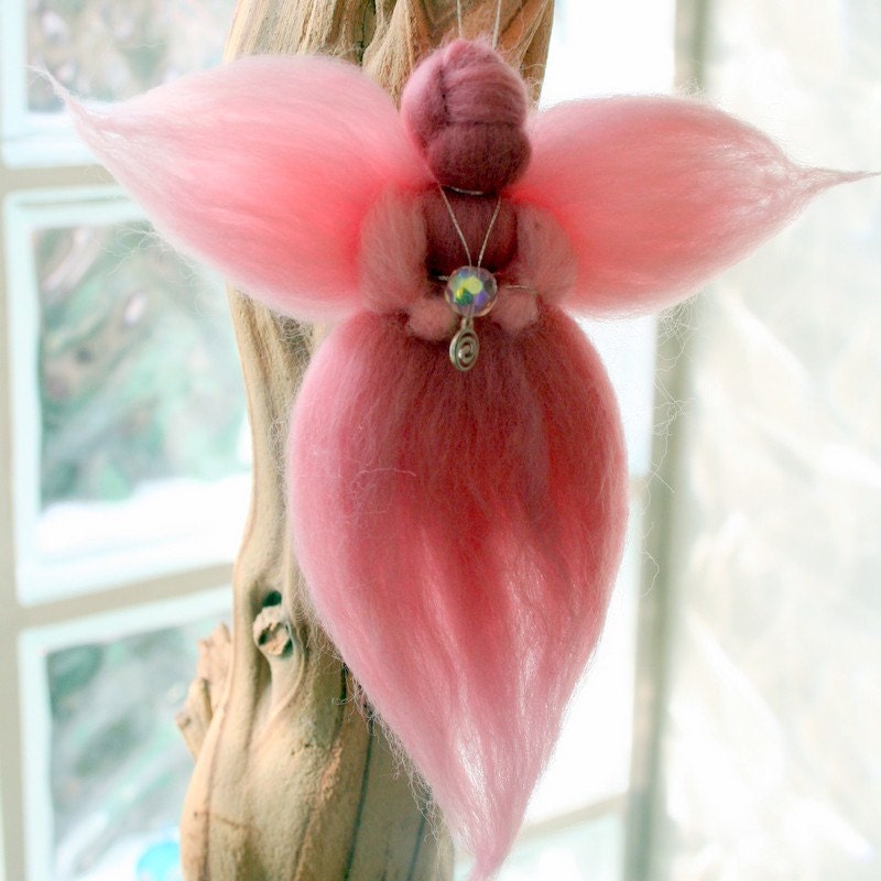 Angel in Pink guardian made from wool