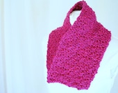 Hot Pink Circle Scarf - Handmade Crochet Infinity Cowl - Raspberry Moebius Twist Scarf