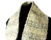 Handmade Crochet Tweed Scarflette - Serenity Variegated Almond Yarn