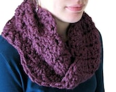 Handmade Crochet Soft Purple Moebius Infinity Loop - Chunky Cowl Scarf