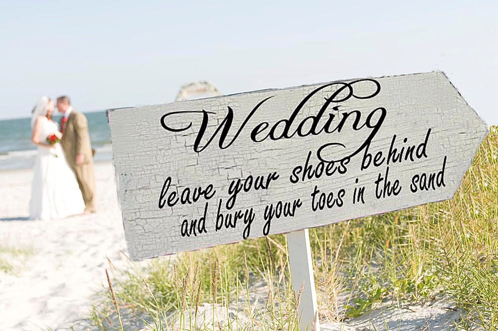 Beach Wedding Signs Wedding Decorations ARROW 24x8