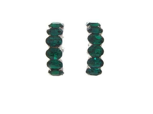 ORA Vintage Earrings Emerald Green Rhinestone Ovals 1940s Vintage Wedding Jewelry