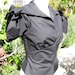 1930s blouse black poplin tie sleeve Ready to ship XS, S, L and XL limited edition