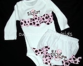 Custom Personalized Onesie Bodysuit Bloomers Diaper Cover Birthday Baby Shower Gift Free Monogram