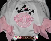 Custom Personalized Cowboy Cowgirl Initial Any Color Diaper Cover Bloomers Baby Girl Ribbon Birthday Shower gift Bow Monogram