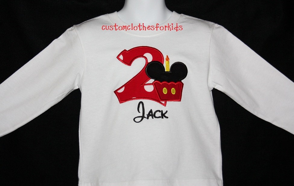 Custom Minnie or Mickey Mouse Cupcake Candle Birthday T-shirt Toddler Youth Infant Girls Boys Monogrammed or Personalized