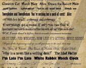 Alice in Wonderland Quotes and other related words - Instant Download Digital Collage Sheet Printable- 371