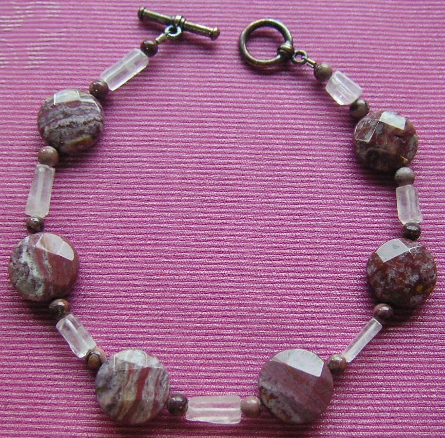 Jasper Faceted Clear Quartz Beaded Bracelet