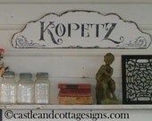 Custom vintage personalized  family name sign ornate chippy