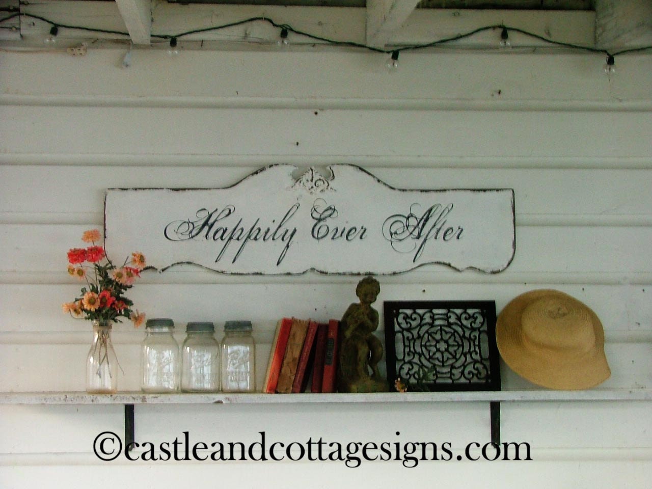 Happily Ever After Vintage Romantic sign Weddings Anniversary
