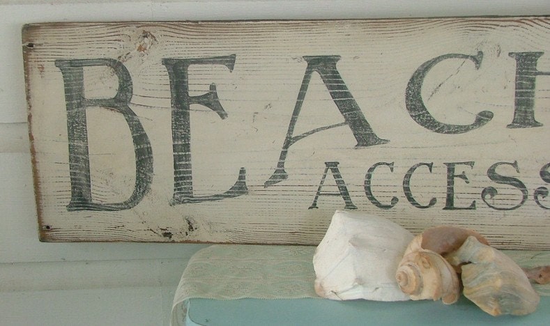 Vintage BEACH sign reclaimed wood
