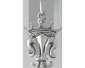Royal Fleur de Lis Sterling Silver Charm -- Complimentary Ribbon or Cord