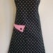 Retro Polka Dot Apron / Black & White / Pink Trim