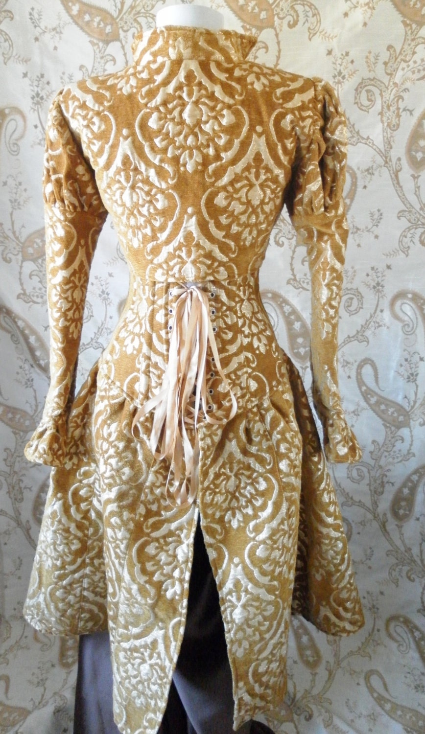 Sale-Gold damask medallion skirted corset only-for 26-28 inch waist-ready to ship