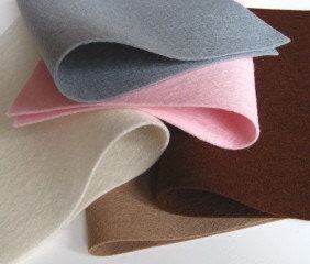 100% Wool Felt Fabric Sheets Squares Set   Bunny Hutch Color Story  Gray Pink Ecru Brown Beige Felt Supply