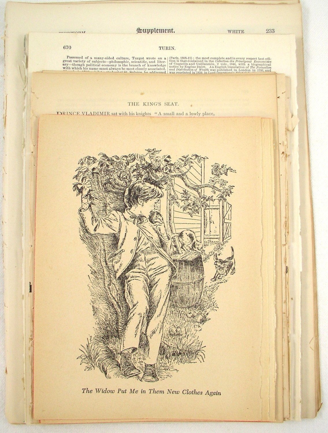 100 Year Old Antique Book Pages 40 Paper Pack