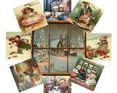 Old Fashioned Christmas Vintage 1inch Digital Collage