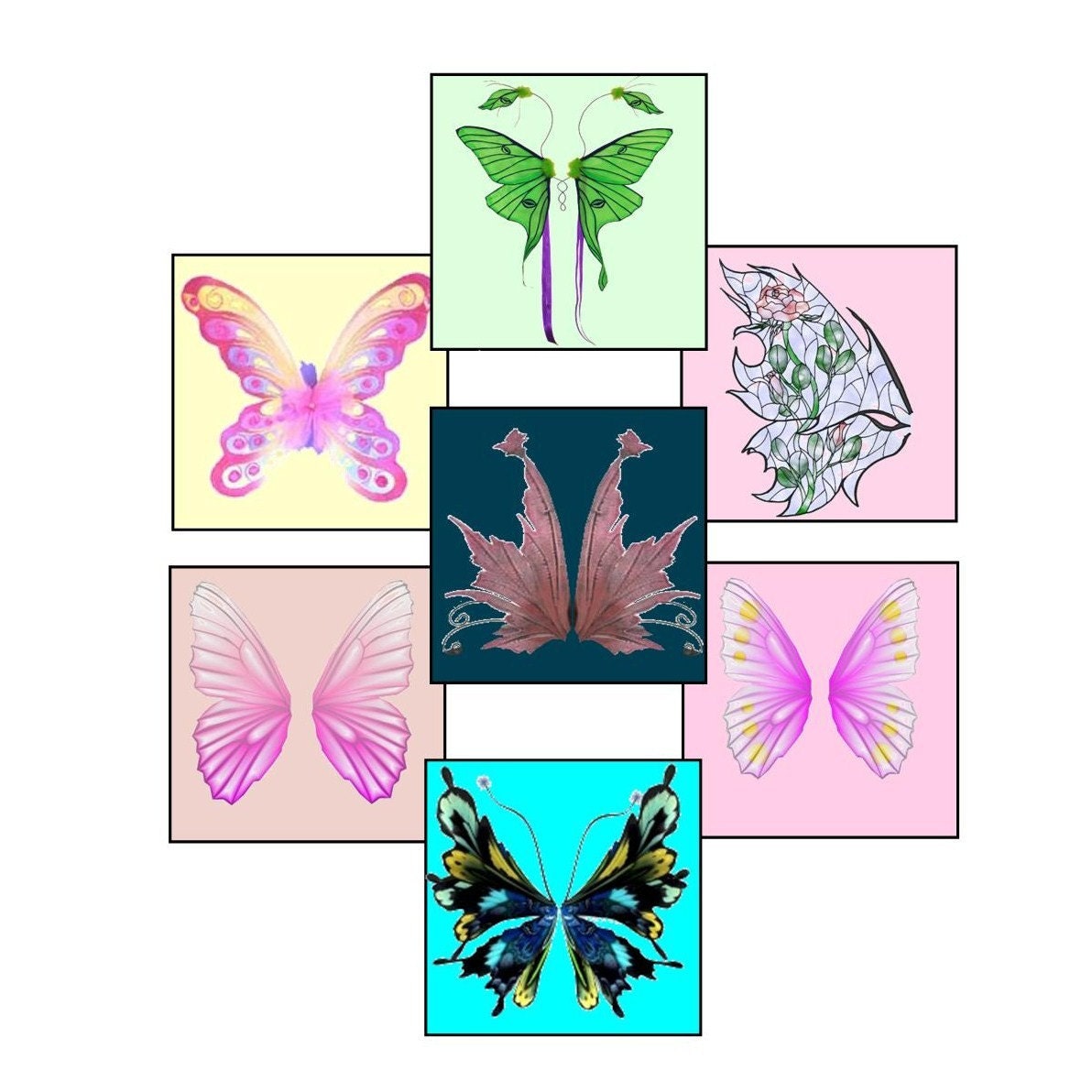 Etheral Wings Angel and Butterfly 1x1 collage