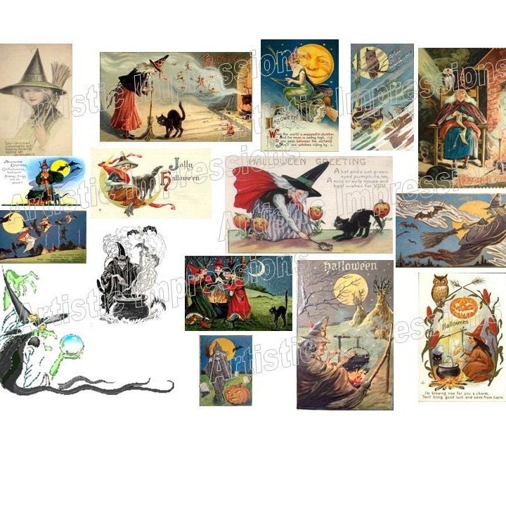 Halloween Witches Collage printable sheet