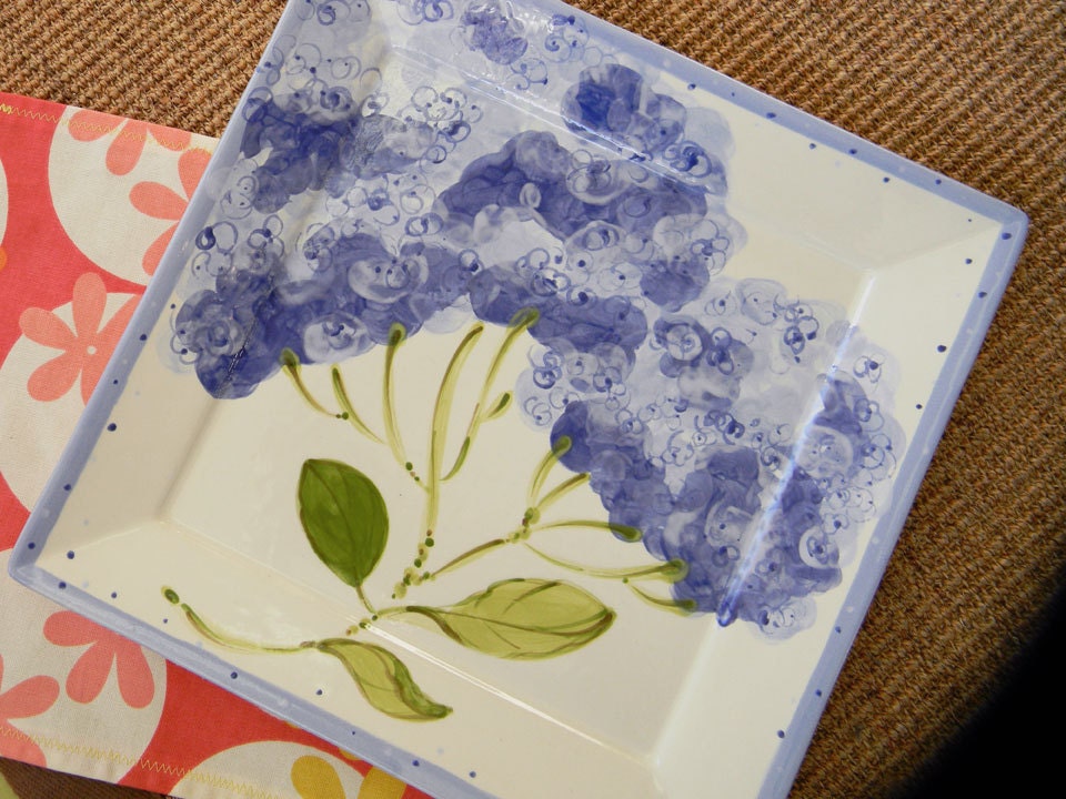 Hydrangea large square platter