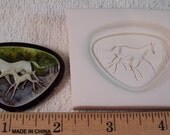 Scenic Mare & Foal Horse Cameo 1 7/8" - Hard Polymer Clay mold for use with clay
