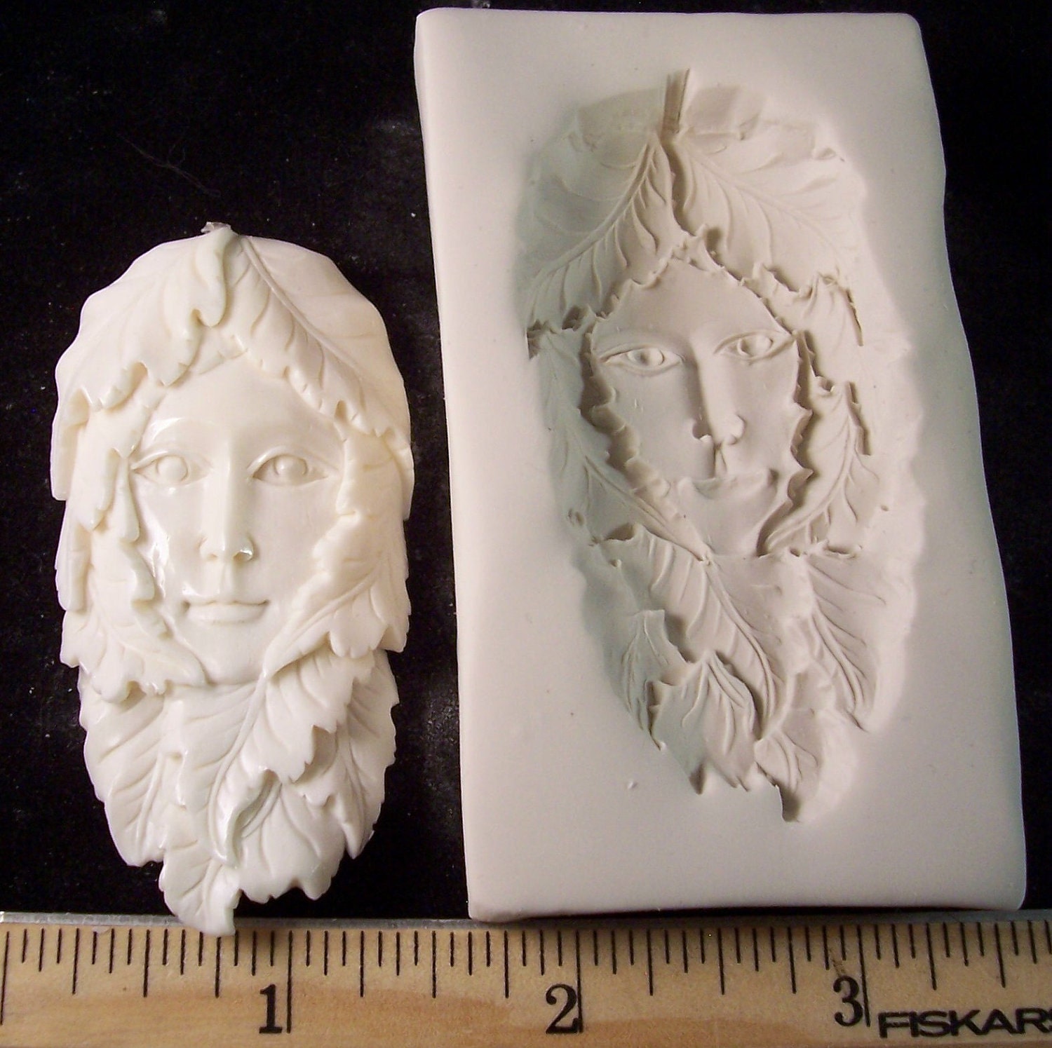 Leaf Goddess - Hard Polymer Clay mold 1 1/4 x 2 1/4" Spirit Totem Green Woman