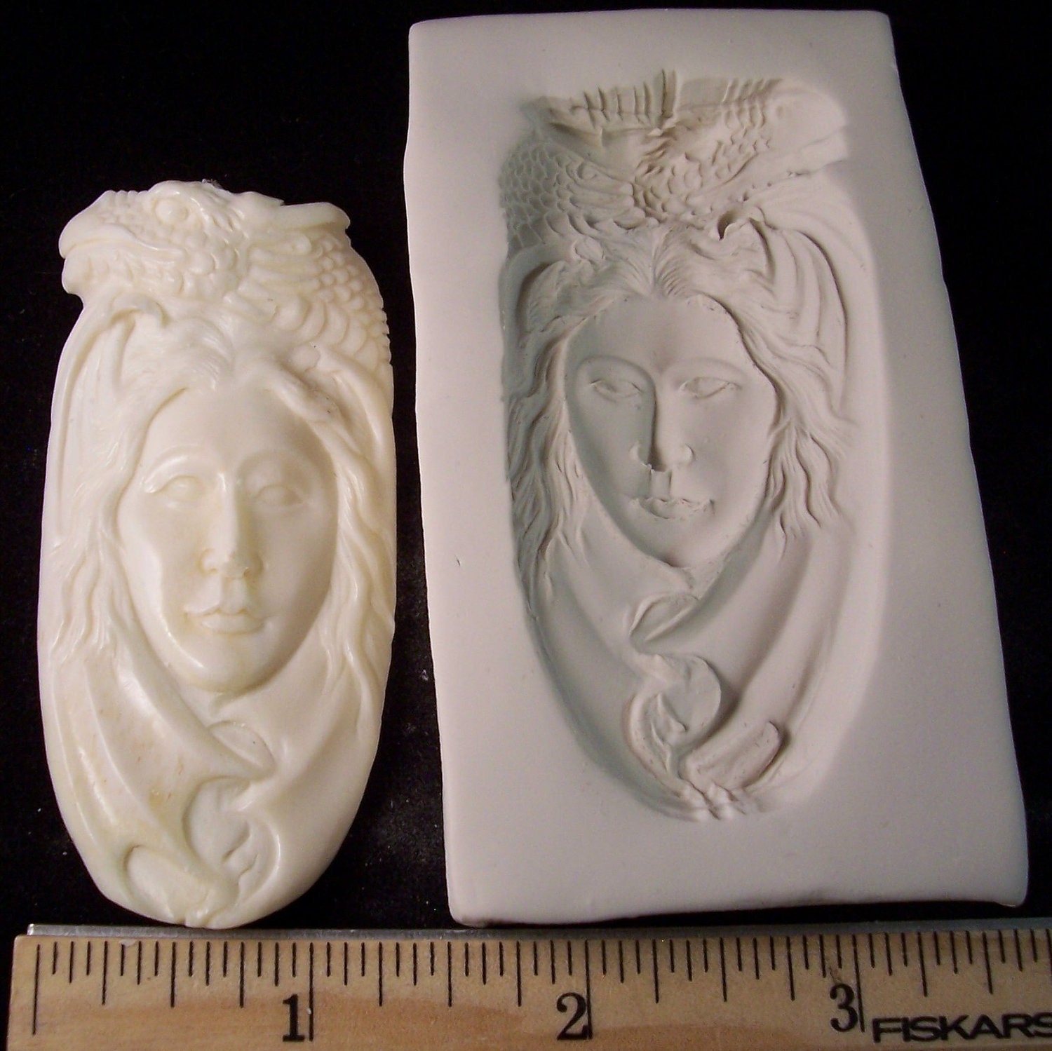 Winged Dragon Goddess - Hard Polymer Clay mold 1 5/8 x 2 7/8" Spirit Totem