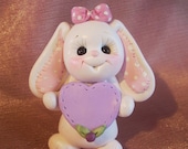 bunny rabbit birthday cake topper Christmas ornament  polymer clay personalized childrens gift animal pet
