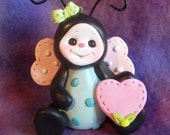 ladybug cake topper Christmas ornament  polymer clay personalized childrens gift