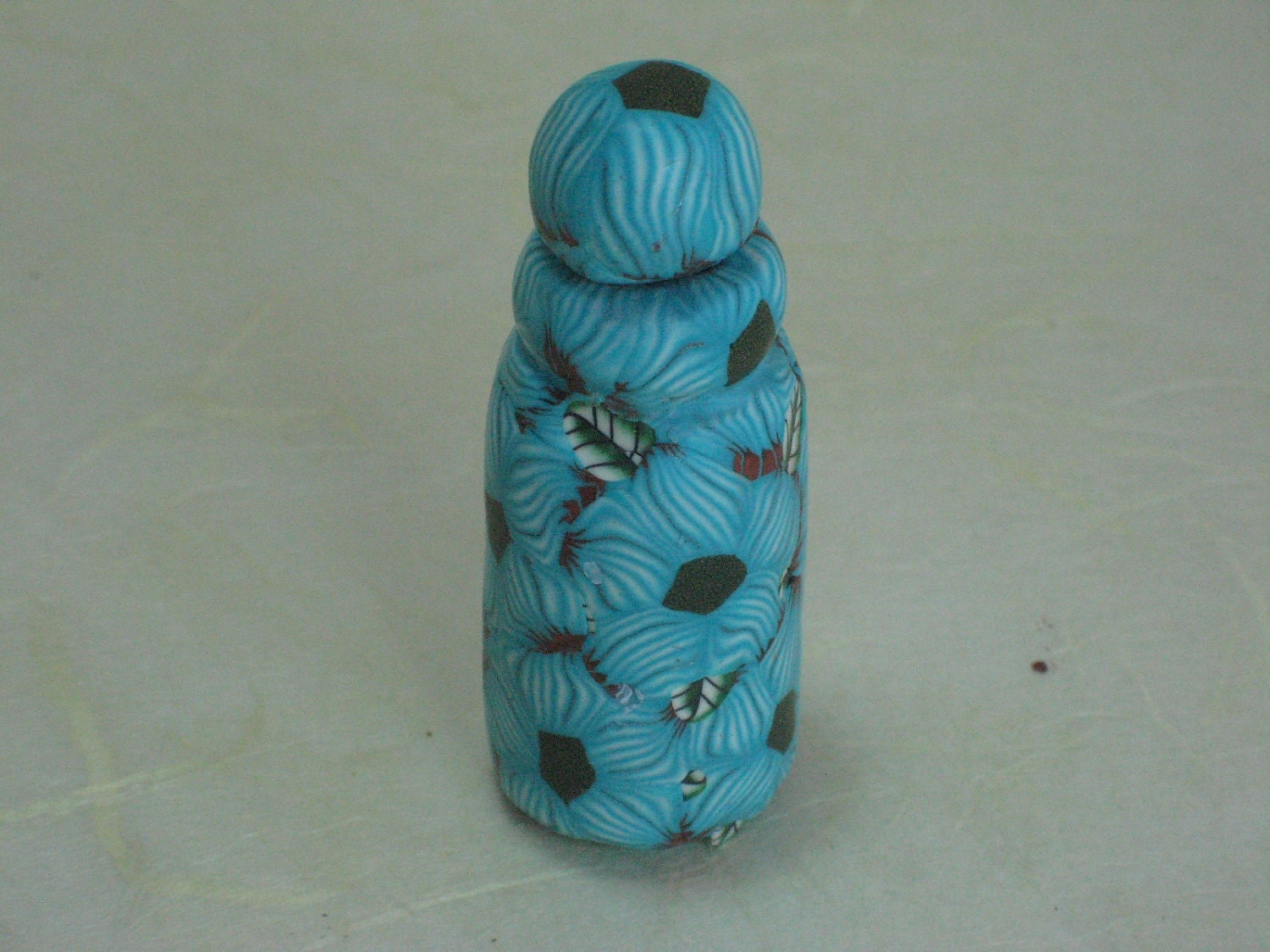 Polymer Clay Mini Perfume Bottle - Turquoise Veins
