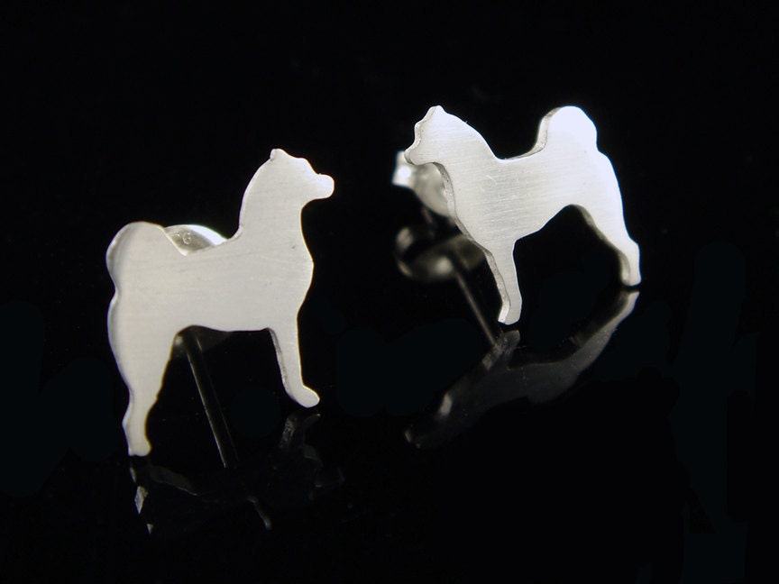 Shiba Inu Sterling Silhouette Earrings