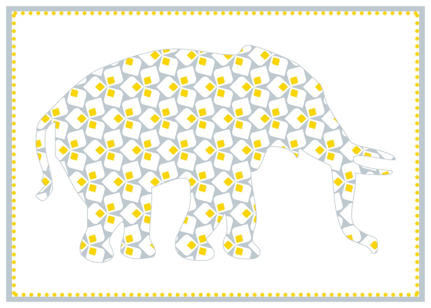 Baby nursery Giraffe and Elephant Silhouette Yellow & Gray, 5x7 set of four printables, gender neutral