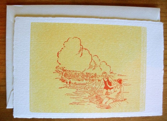 Summer Lakeside Single Letterpress Card