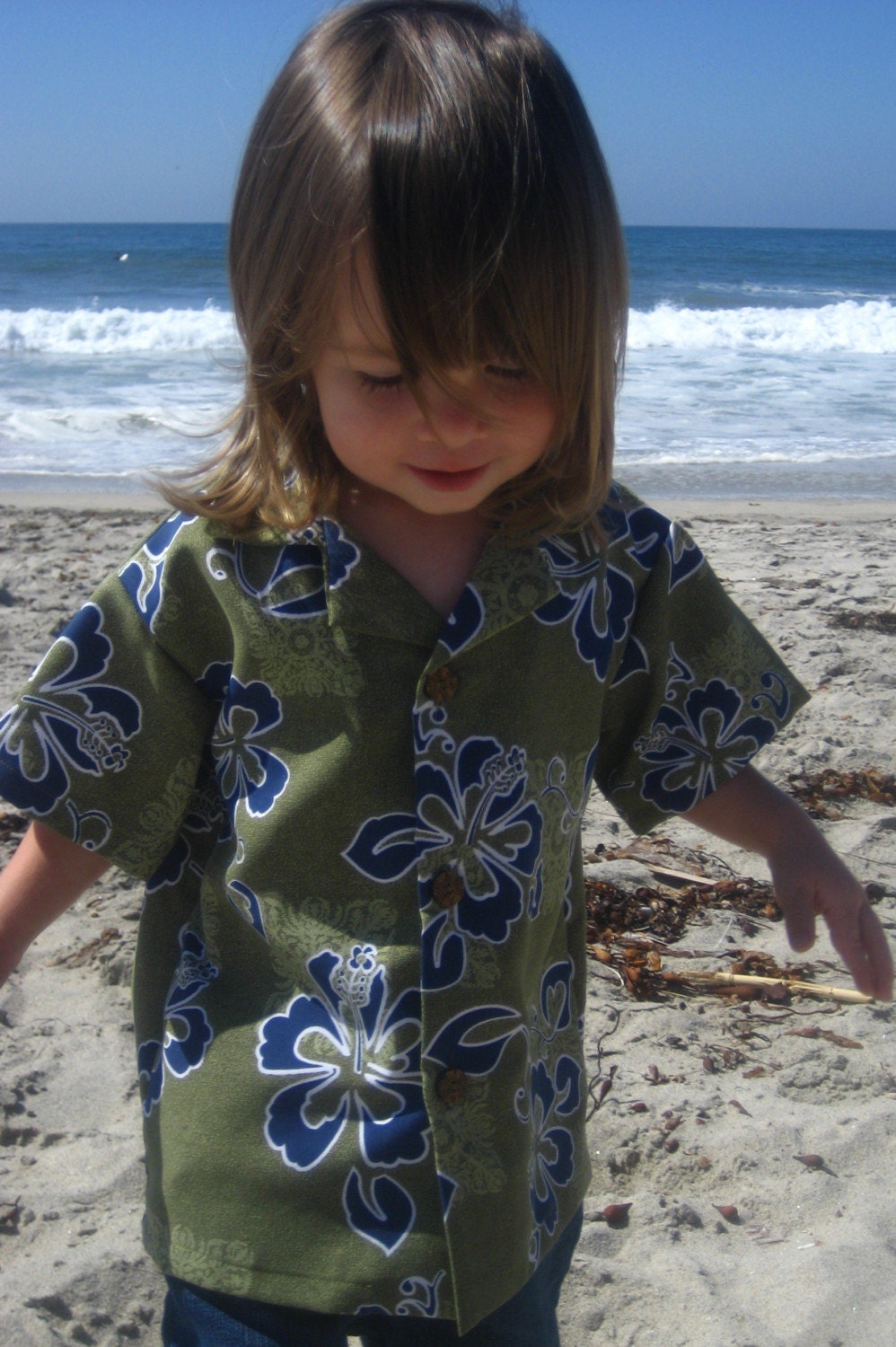 Hawaiian Green boy shirt