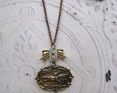 20% off EVERYTHING Vintage Race Horse Necklace BLUE RIBBON stirrup equestrian jewellery jockey