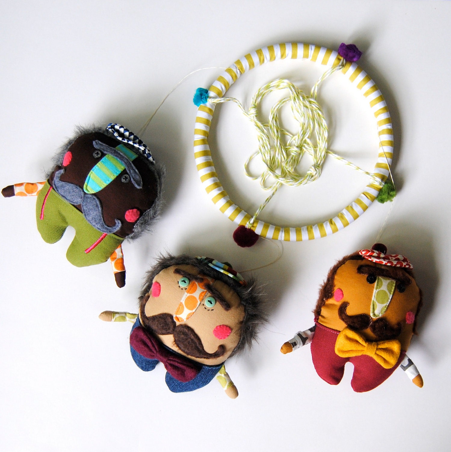 Baby Mobile ---  Mustache Men --- Cutomize Their Colors to Match Your Nursery