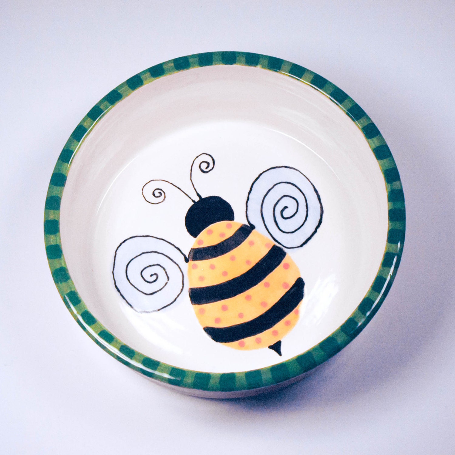 Bumble Bee Hand Painted Dog Food Bowl