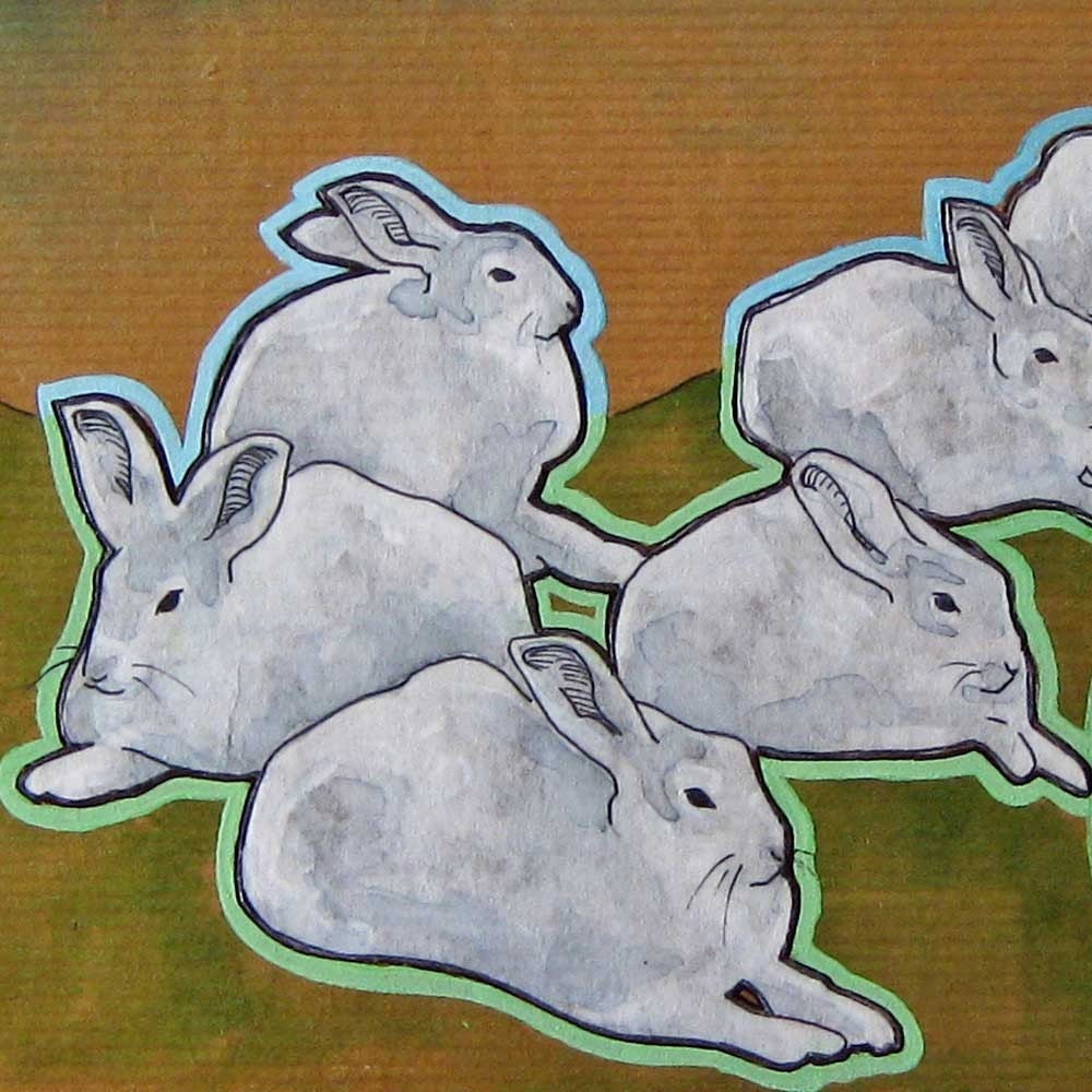 The Horrible Truth About Bunnies - Original Painting - Mixed Media - Nursery Art for Children and Adults