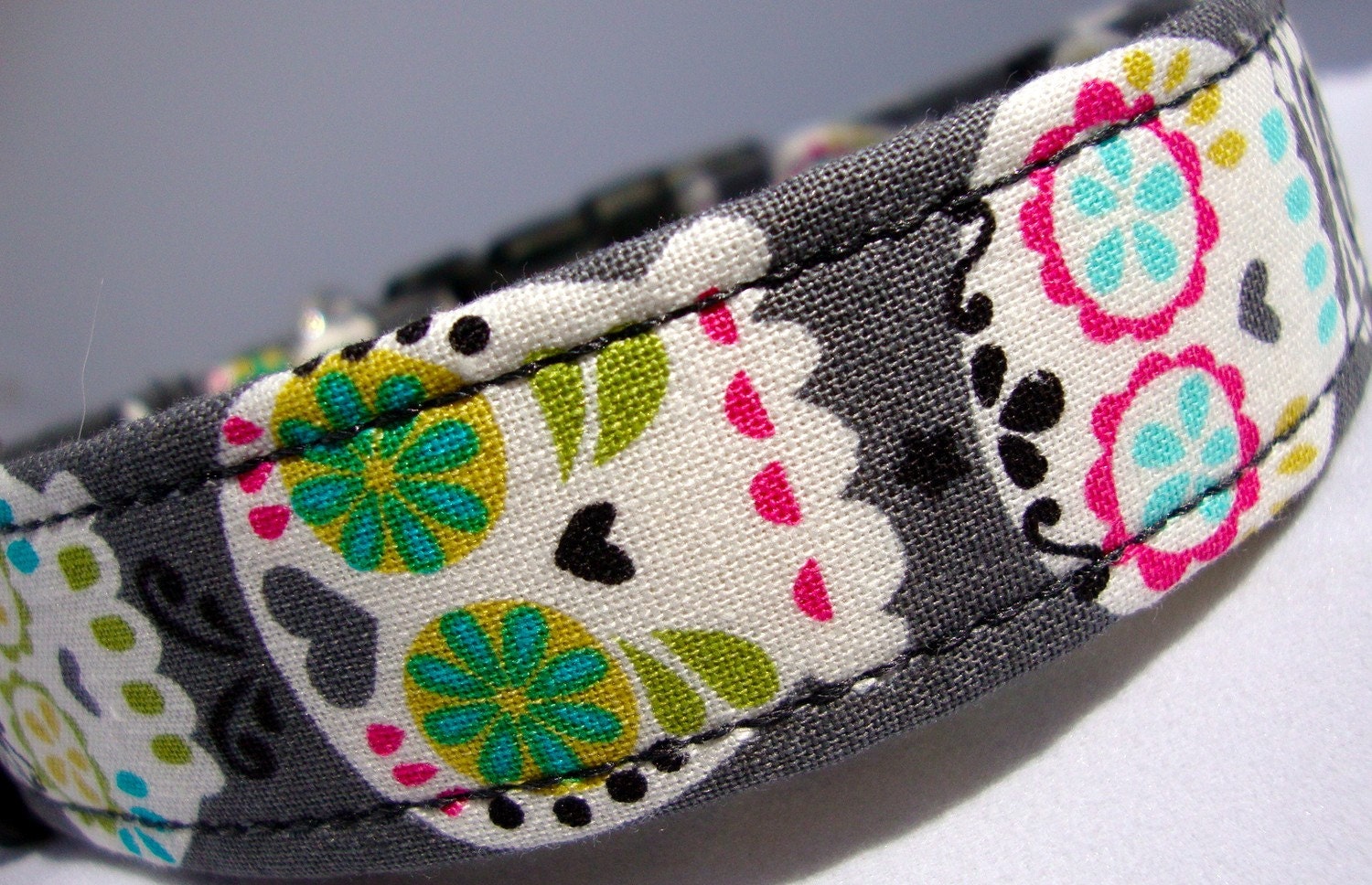 Día de los Muertos dog collar 1 inch wide-- you pick size