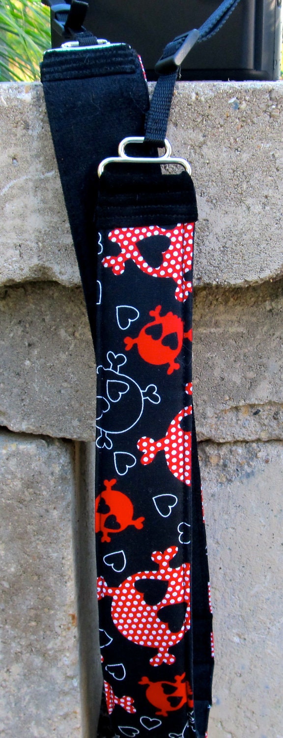 Funky Camera Strap-- Polka Dot Red and White for dSLR style-- Canon Olympus Nikon accessory